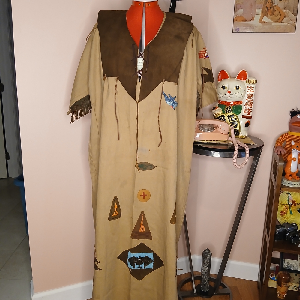 Campfire Girls Kids Native American Style Costume with Brown Accents And Patches